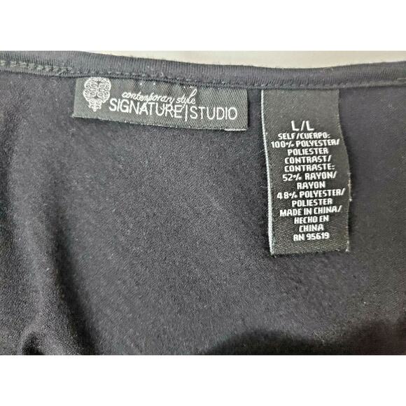 Signature Studio Womens Top Plus Size L Black Floral Hi-Low Sleeveless Shirt 0X - Picture 5 of 7